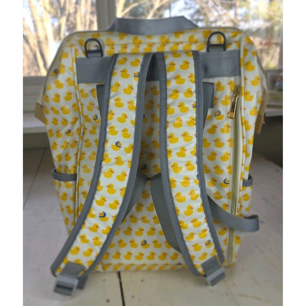 Yellow Rubber Duck Print Washable Waterproof Backpack Diaper Bag Travel - Picture 3 of 15